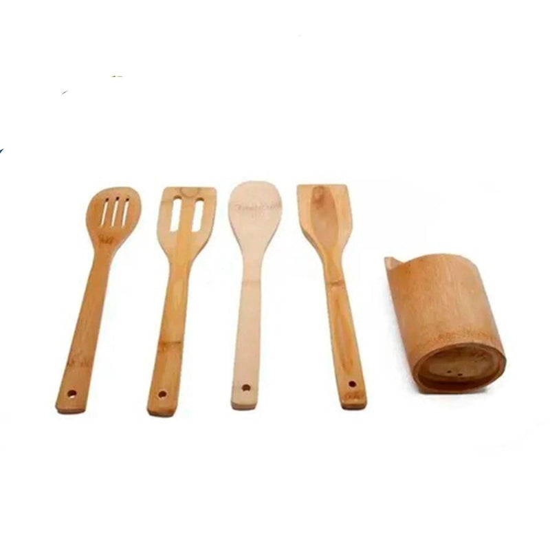 Jogo De Bambu 5 Peças Para Cozinha - Top-shoop